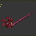 Multi Headed Dragon with Pink and Purple Long Body and Sharp Fangs 3d model