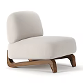 Beige Fabric Single Sofa with Curved Back and Modern Wooden Legs