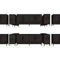 Elegant Decorative Cabinets With Intricate Sunburst Patterns And Metal Legs