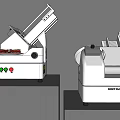 Two Commercial Meat Slicer Machines With Control Panels For Commercial Kitchen Use