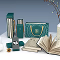 Green Decorative Ornament Set with Gift Boxes Handbags Traditional Patterns and Gold Decorations
