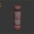 Metallic Cylindrical Weapon Design Featuring Sleek Silver Finish And Mechanical Components