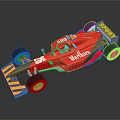 Red Racing Car With Marlboro Logo STP Branding Streamlined Body And Wheels