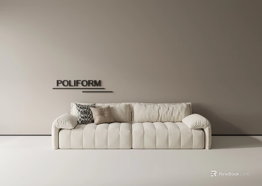 POLIFORM Beige Multi Seat Sofa With Decorative Cushions In Modern Living Room 3d model 