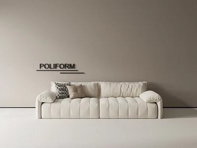 POLIFORM Beige Multi Seat Sofa With Decorative Cushions In Modern Living Room 3d model