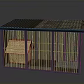 Cage Like Building Structure With Tiled Roof Wooden Bars And Internal Small House