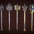 Inflatable Hammers With Various Designs Metallic Texture Intricate Decorations Different Colored Handles And Unique Textures 3d model