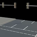 Traffic Lights At Road Intersection With White Markings And Black Background