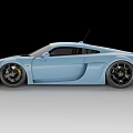 Light Blue Sports Car With Sleek Body Design And Black Alloy Wheels