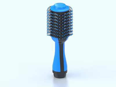 Blue Bathroom Cleaning Brush With Black Bristles And Ergonomic Grip Handle 3d model