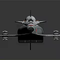 Spaceship Model With White Body Red Star Black Wings And Reflective Surface