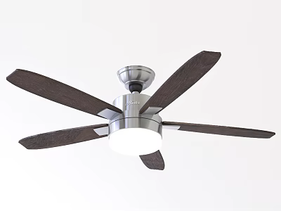 Modern Ceiling Fan With Wooden Blades Metal Base And Integrated Light Fixture 3d model