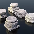 Ancient Architecture Stone Carvings With Traditional Sculptures Ornate Bases And Dragon Figures
