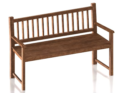 Wooden Public Bench for Outdoor Use with Classic Backrest Armrests and Natural Wood Design 3d model
