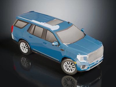 Blue Modern SUV With Sleek Body Design Alloy Wheels Roof Rails And Front Grille 3d model