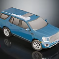 Blue Modern SUV With Sleek Body Design Alloy Wheels Roof Rails And Front Grille