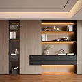 Modern Wooden Decorative Cabinet With Built in Lighting And Shelves For Books And Decorative Items