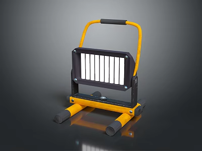 Portable Work Lighting Combination With LED Strips Yellow Frame And Black Shade 3d model