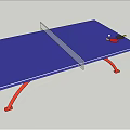 Sports Equipment Table Tennis Table with Blue Tabletop Red Curved Legs Net Paddle and Ball