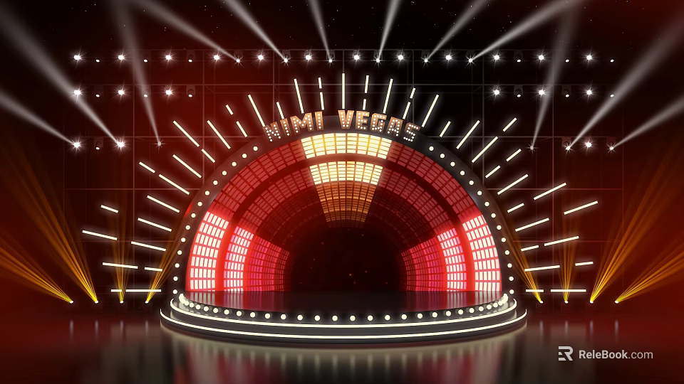 MIMI VEGRE Concert Stage with Bright Lights and Arched LED Panel Design 3d model 