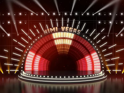 MIMI VEGRE Concert Stage with Bright Lights and Arched LED Panel Design 3d model