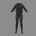 Black Leather Zipper Jacket With Ripped Slim Fit Jeans Casual Fashion Outfit