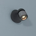 Black Modern Wall Sconce With Warm Light Round Base Mounted On Blue Wall 3d model