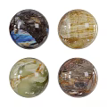 Colored Textured Glass Sphere Components With Four Different Decorative Patterns 3d model