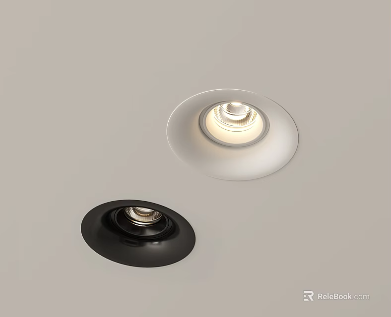 Modern White And Black Downlights Installed On Ceiling For Home Lighting 3d model