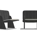 Two Modern Leisure Chairs With Dark Wooden Frame And Light Upholstered Seats