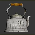 Vintage Silver Electric Kettle With Wooden Handle And Worn Texture For Daily Kitchen Use