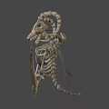 Skeletal Dragon Game Movie Character With Metallic Structure And Intricate Bones