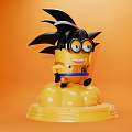 Minion Dragon Ball Goku Inspired Figure With Black Spiky Hair Goggles And Yellow Base