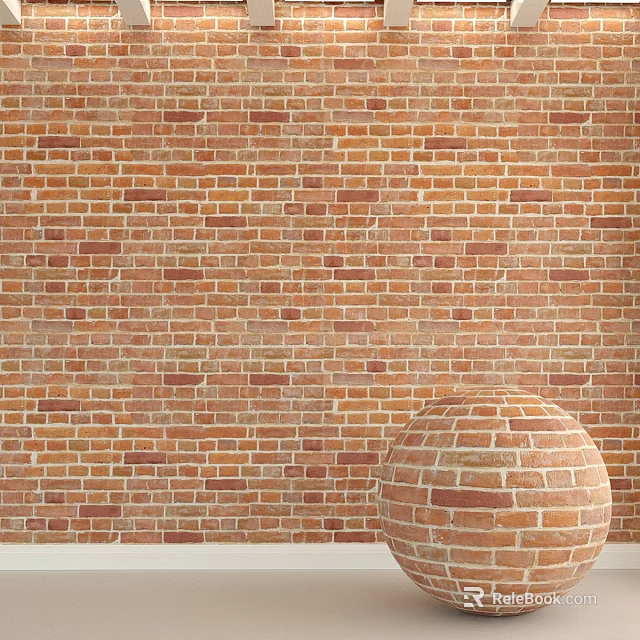 Red Brick Construction Components Featuring Wall Texture And Sphere Structure 3d model 