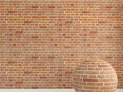 Red Brick Construction Components Featuring Wall Texture And Sphere Structure 3d model
