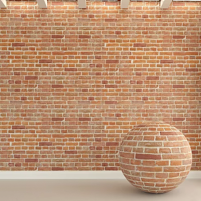 Red Brick Construction Components Featuring Wall Texture And Sphere Structure 3d model