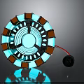 Industrial Equipment Circular Design With Blue Glowing Center Orange Modules And Wired Connection