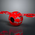 Red Spherical Aerial Drone With Four Rotating Propellers And Sleek Design 3d model