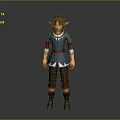 3D Fantasy Elf Character with Blue Tunic Red Sash Brown Pants and Boots