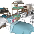 Kids Bed Styles Including House Shaped Loft Bed Bunk Bed With Colorful Bedding