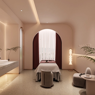 Quiet Beauty SPA Room Beauty Bed Hugh Chair Curtain 3d model