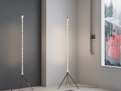 Modern Crystal Beaded Floor Lamp With Black Tripod Base For Living Room 3d model