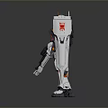 Futuristic Robot Action Figure With White Orange Gray Armor And Sword Weapon