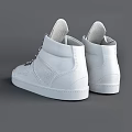 Sleek White High Top Shoes With Perforated Design And Metallic Accent Laces