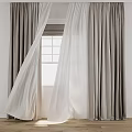 Layered Gray Linen Curtains With White Sheer Panels For Natural Light Window