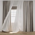 Curtain Curtain Tulle Wind Blown Window 3d model