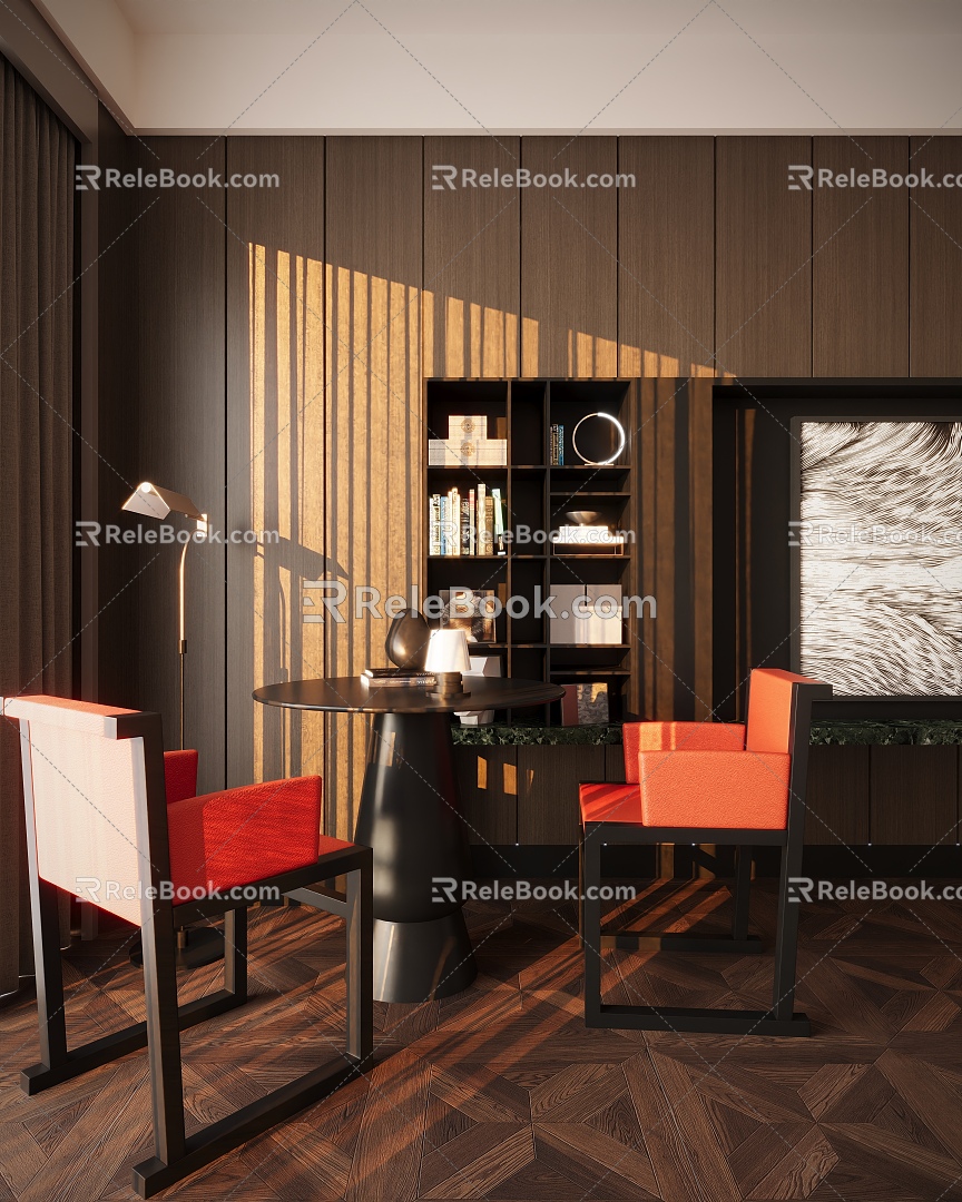 Modern Casual Black Table and Chair Combination Book 3d model