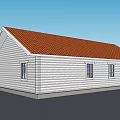 Wooden House Exterior Design With Red Roof White Walls And Multiple Windows
