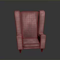 Stylish Pink Velvet Wingback Armchair With High Back And Wooden Legs