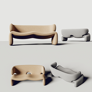 modern shaped sofa double sofa chair 3d model